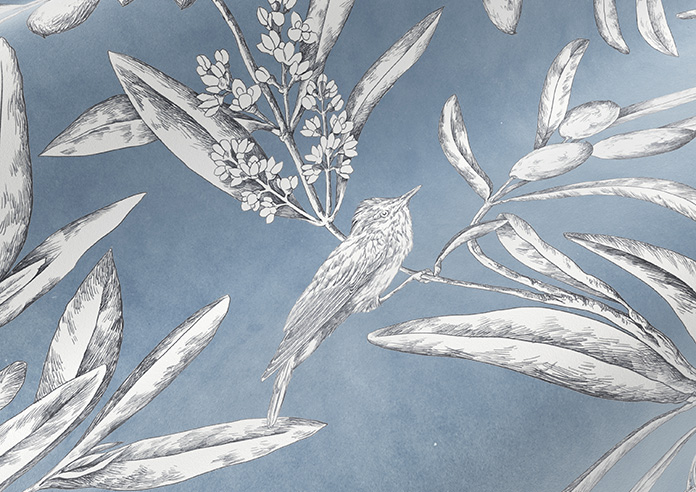 Aviary Velvet, Denim - Made to Measure Curtain - Image 4